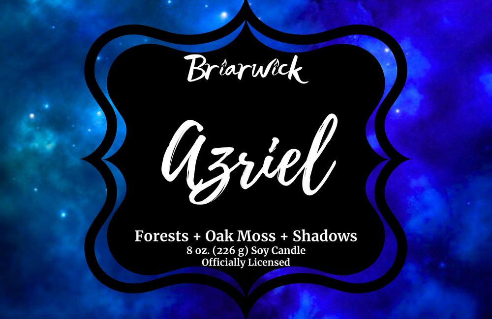 Azriel label with blue galaxy design
