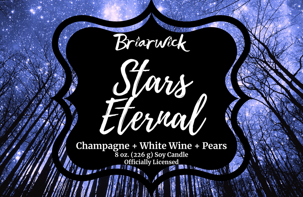 Stars Eternal label with purple star design