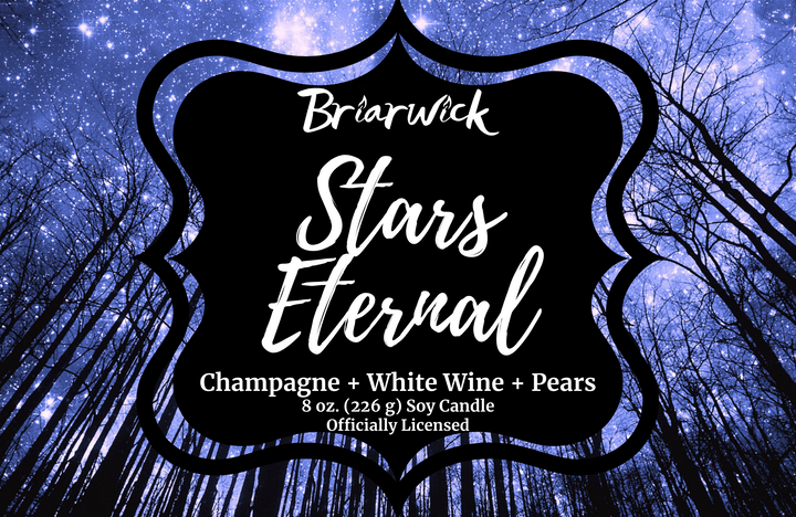 Stars Eternal label with purple star design