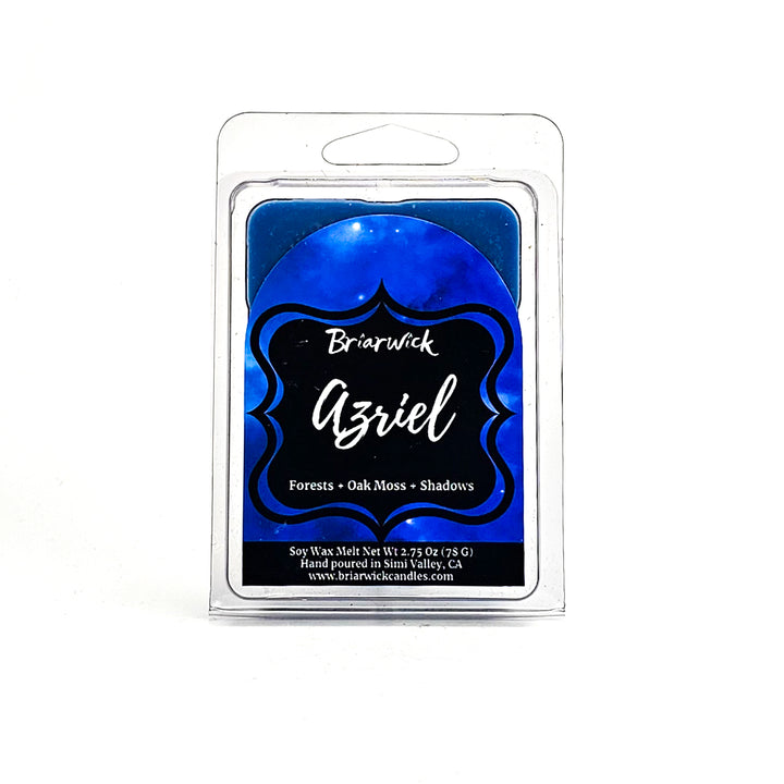 Azriel 2oz lapis Wax Melt with blue galaxy design on a white background