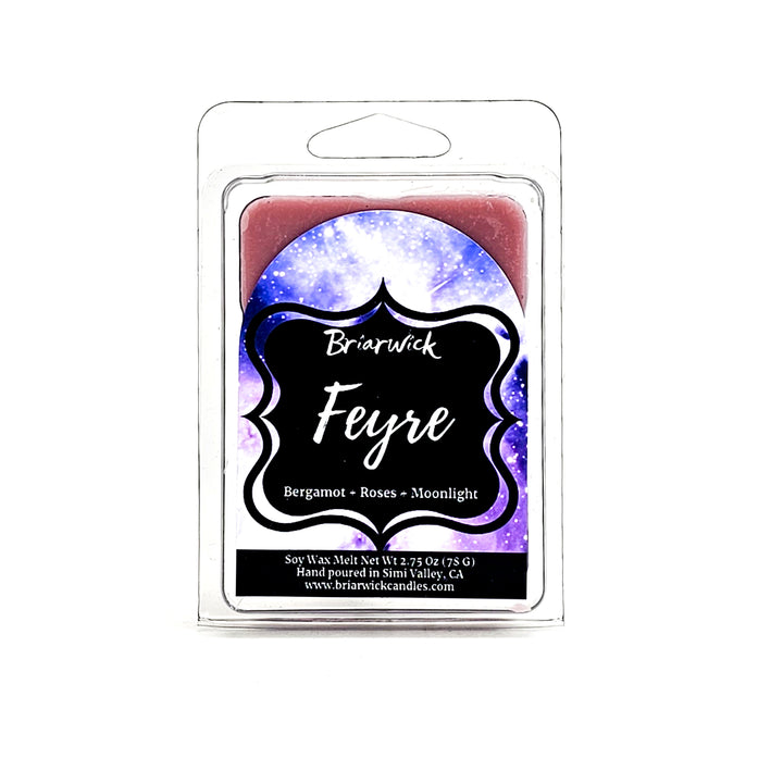Feyre 2oz powder pink Wax Melt with purple galaxy design on a white background