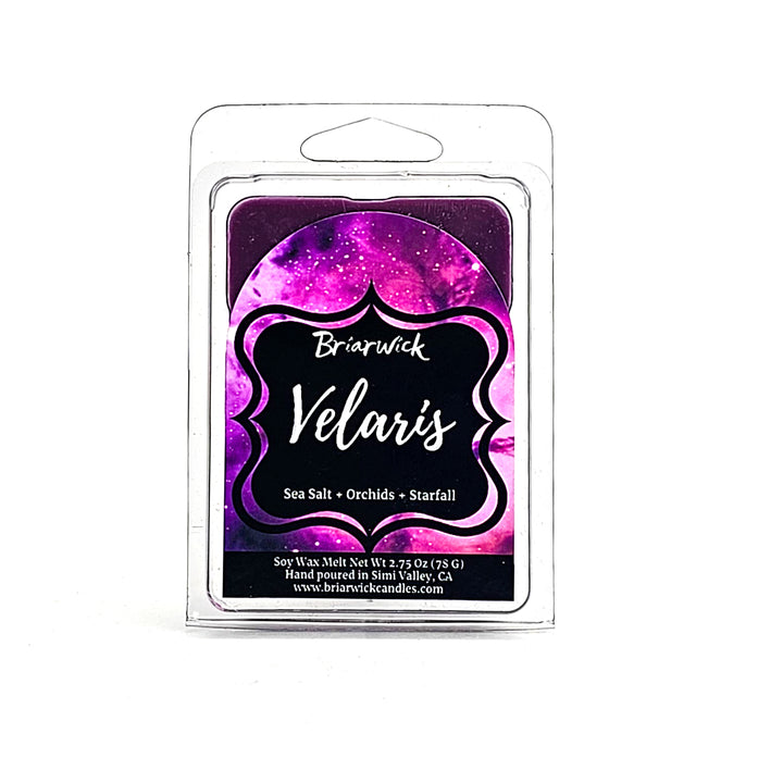 Velaris 2oz violet Wax Melt with purple galaxy design on a white background