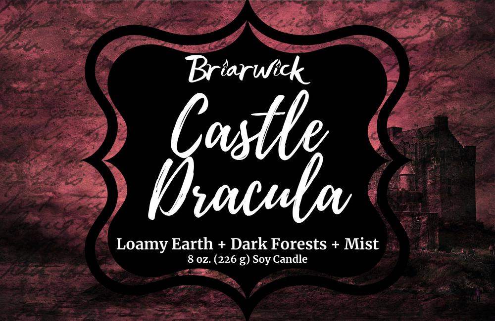 Castle Dracula label with red parchment design
