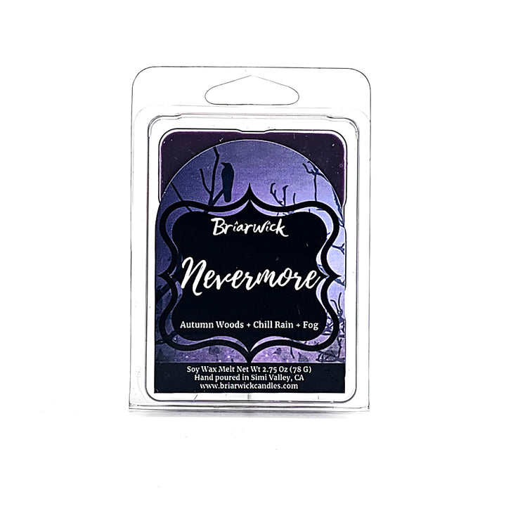 Nevermore 2oz plum Wax Melt with purple night sky design on a white background