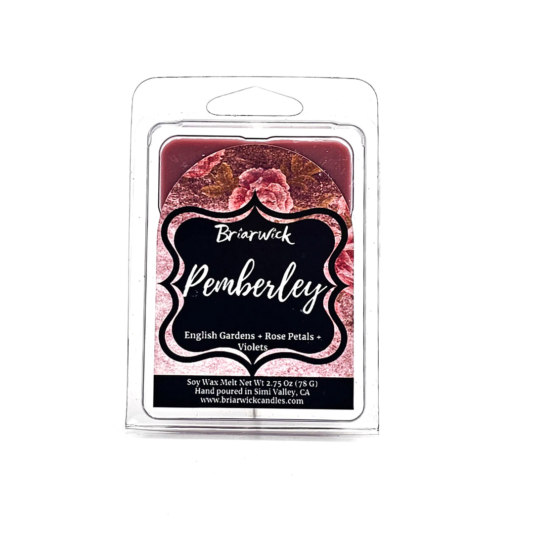 Pemberley 2oz pastel pink Wax Melt with pink floral design on a white background