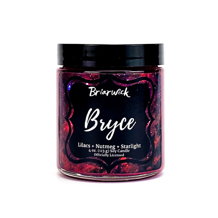 Bryce 4oz maroon candle with red galaxy design on a white background
