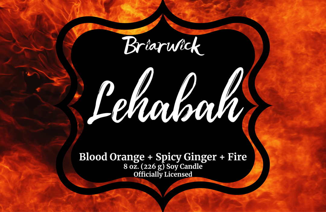 Lehabah label with orange flame design