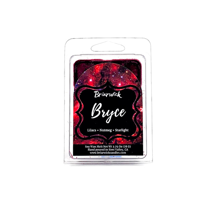Bryce 2oz maroon Wax Melt with red galaxy design on a white background