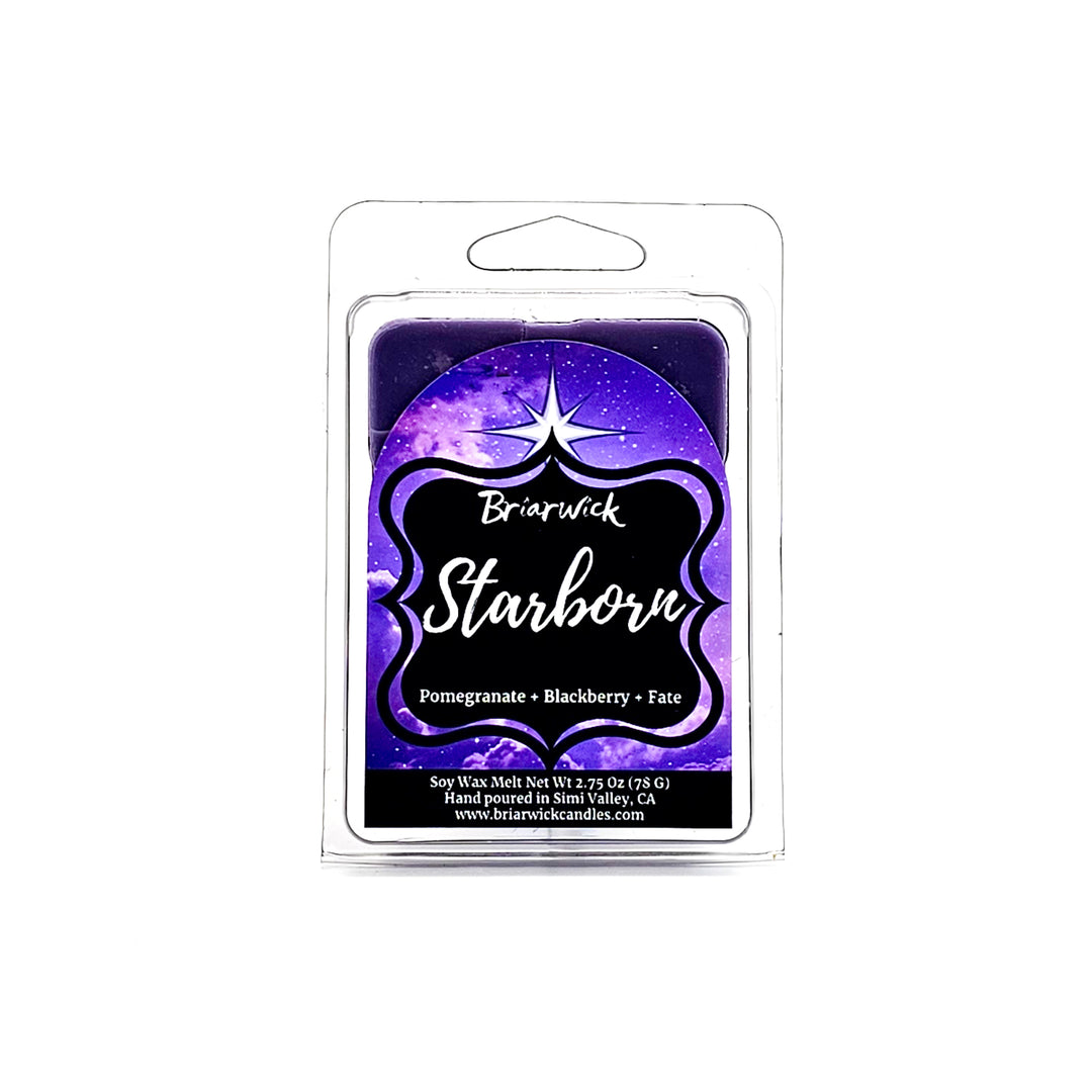 Starborn 2oz amethyst Wax Melt with purple galaxy design on a white background