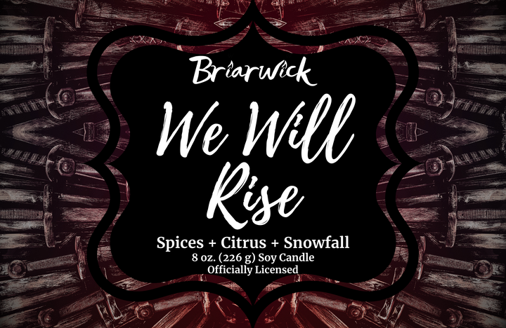 a black and red poster with the words we will rise