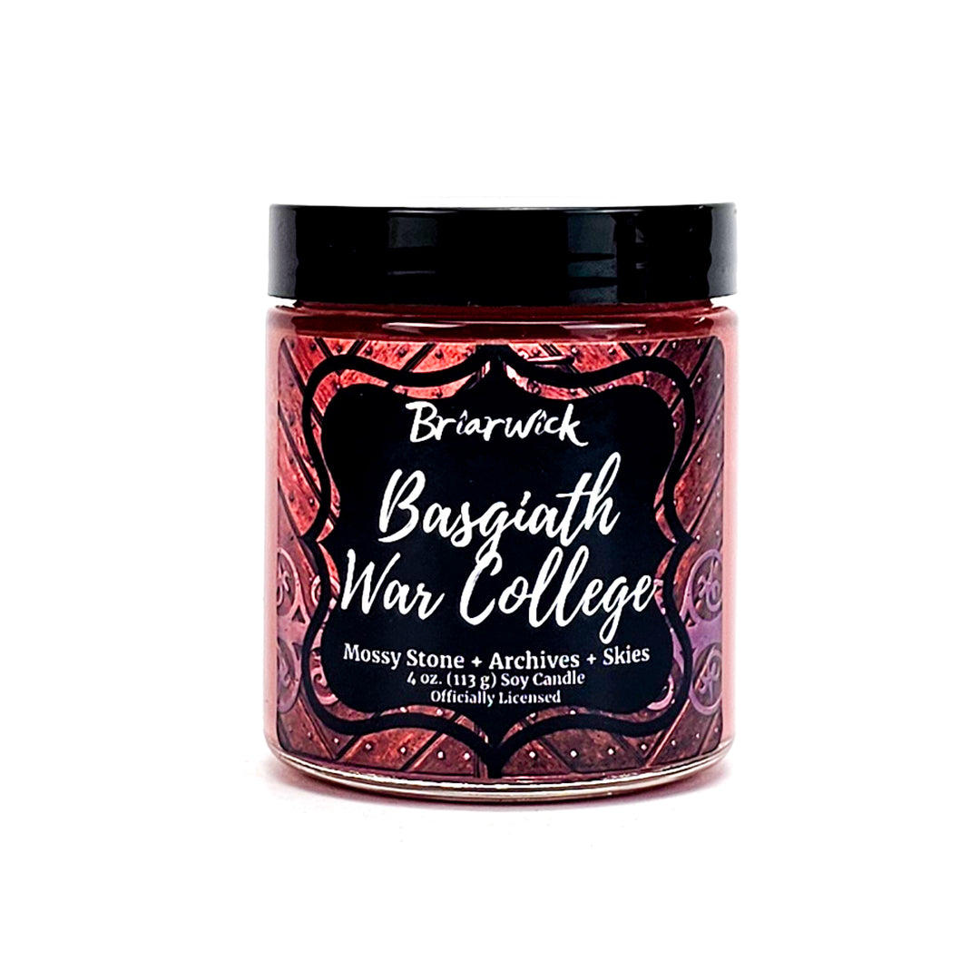 Basgiath War College 4oz persimmon candle with orange textured design on a white background