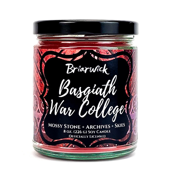 Basgiath War College 8oz persimmon candle with orange textured design on a white background
