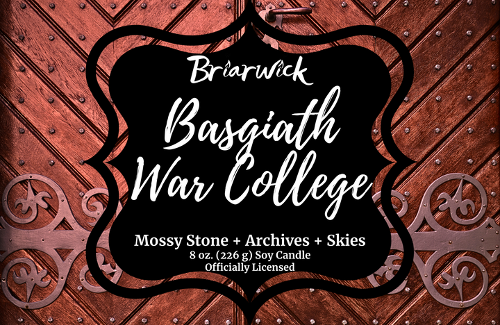 Basgiath War College label with orange textured design