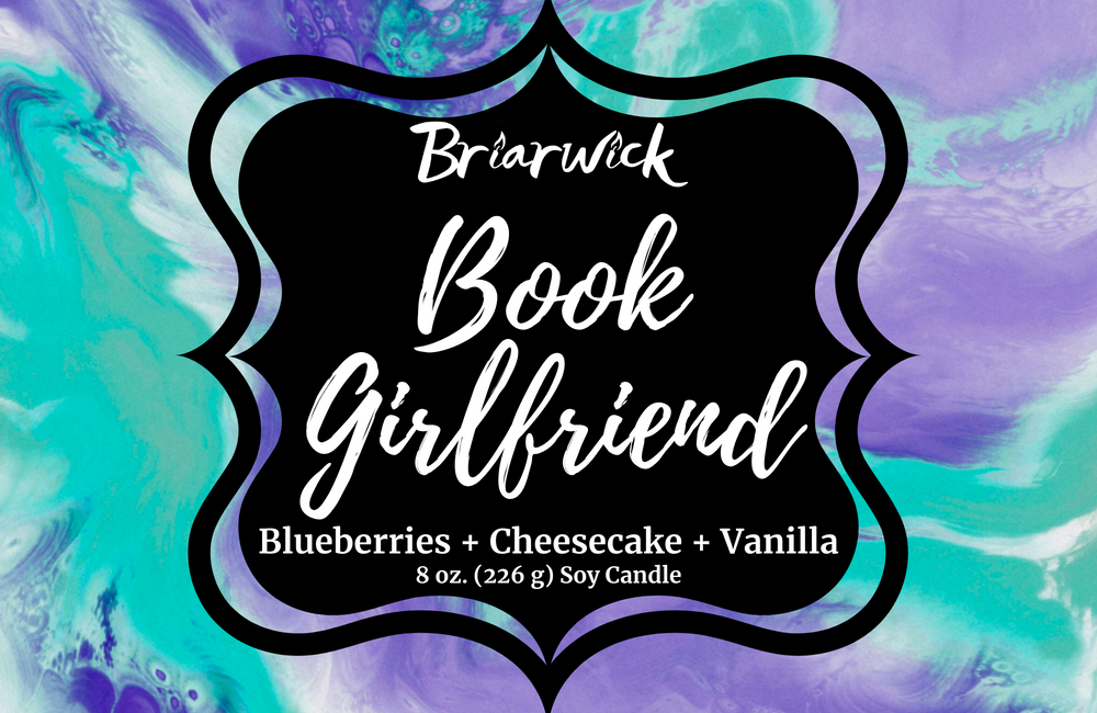 Book Girlfriend label with blue textured design