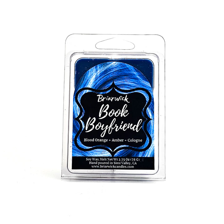 Book Boyfriend 2oz lapis Wax Melt with blue swirl design on a white background