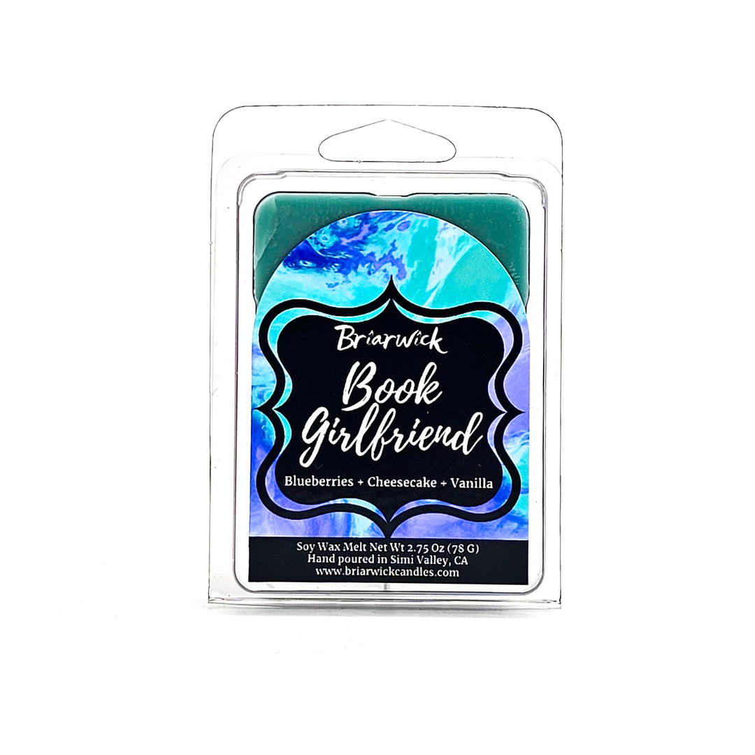 Book Girlfriend 2oz seafoam Wax Melt with blue textured design on a white background