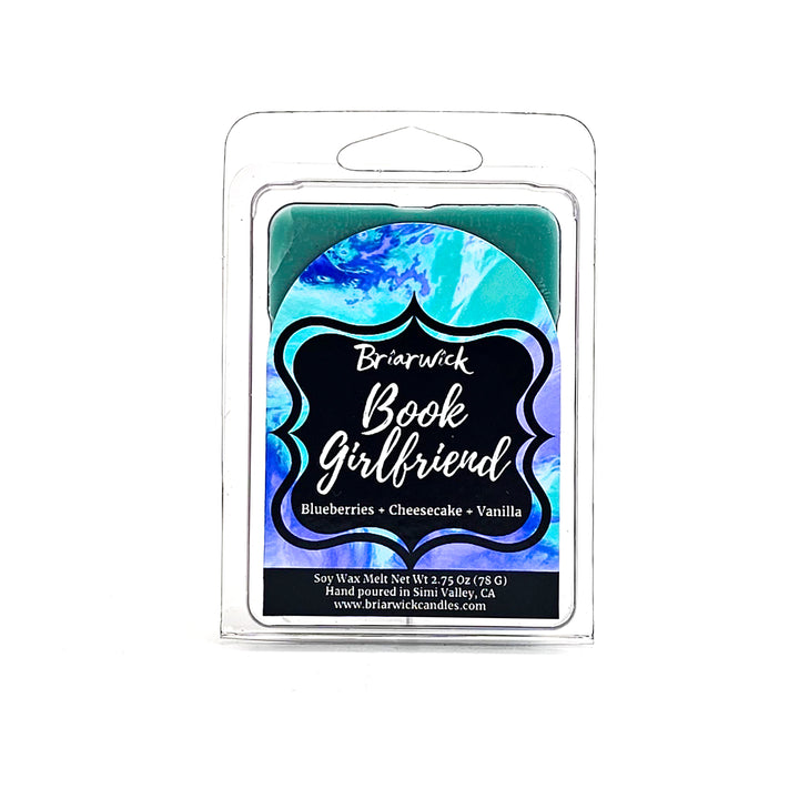 Book Girlfriend 2oz seafoam Wax Melt with blue textured design on a white background