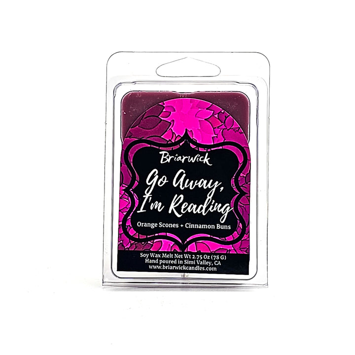 Go Away, I’m Reading 2oz magenta Wax Melt with magenta floral design on a white background