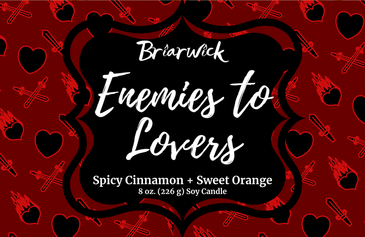 Enemies To Lovers label with red heart/sword design