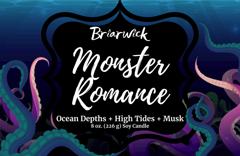 Monster Romance label with blue tentacle design
