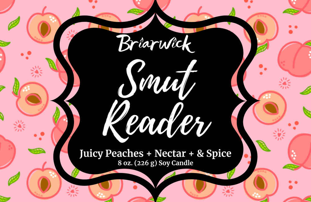 Smut Reader label with pink peach design