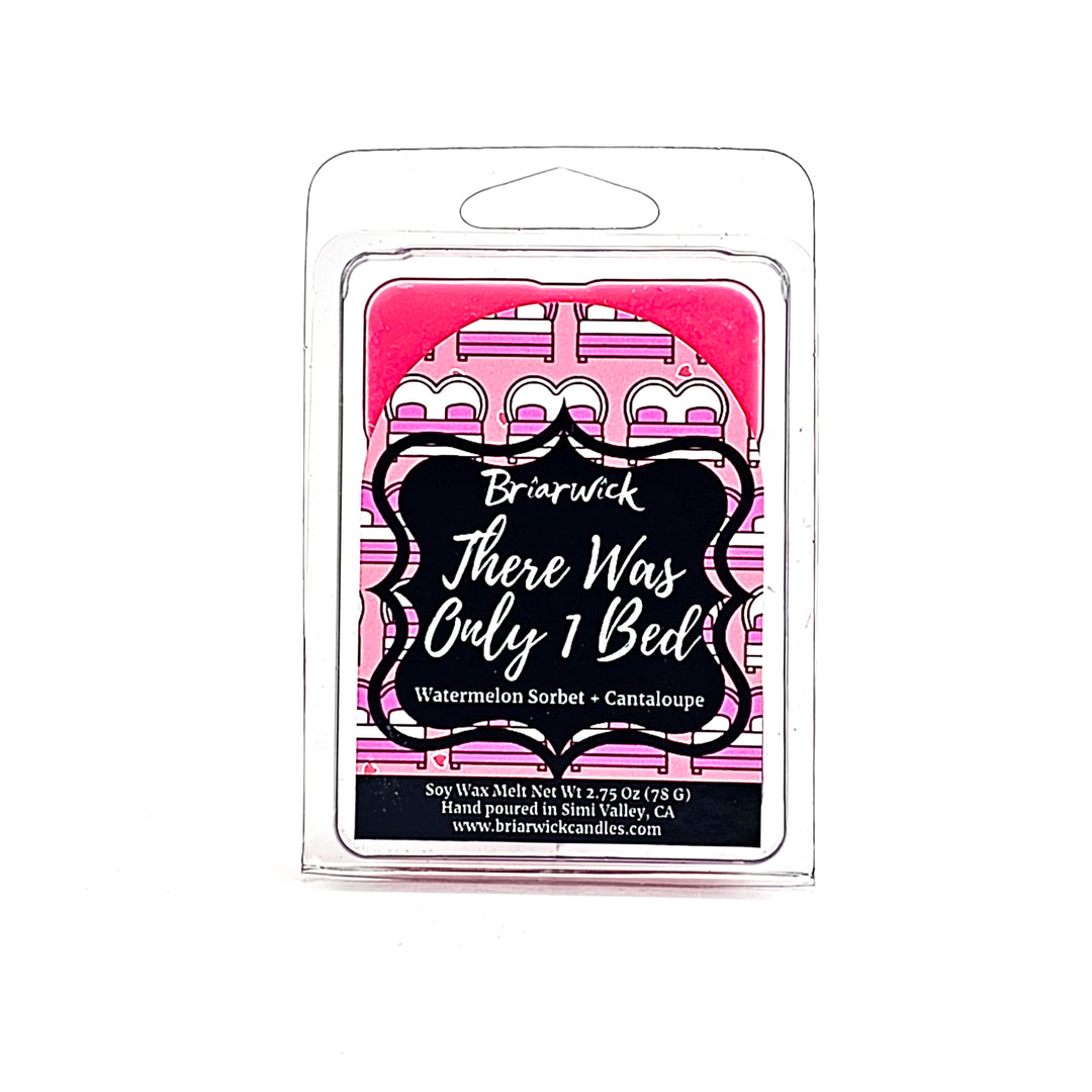 There Was Only 1 Bed 2oz bubblegum pink Wax Melt with pink bed design on a white background