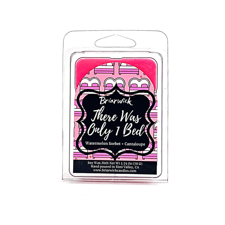 There Was Only 1 Bed 2oz bubblegum pink Wax Melt with pink bed design on a white background